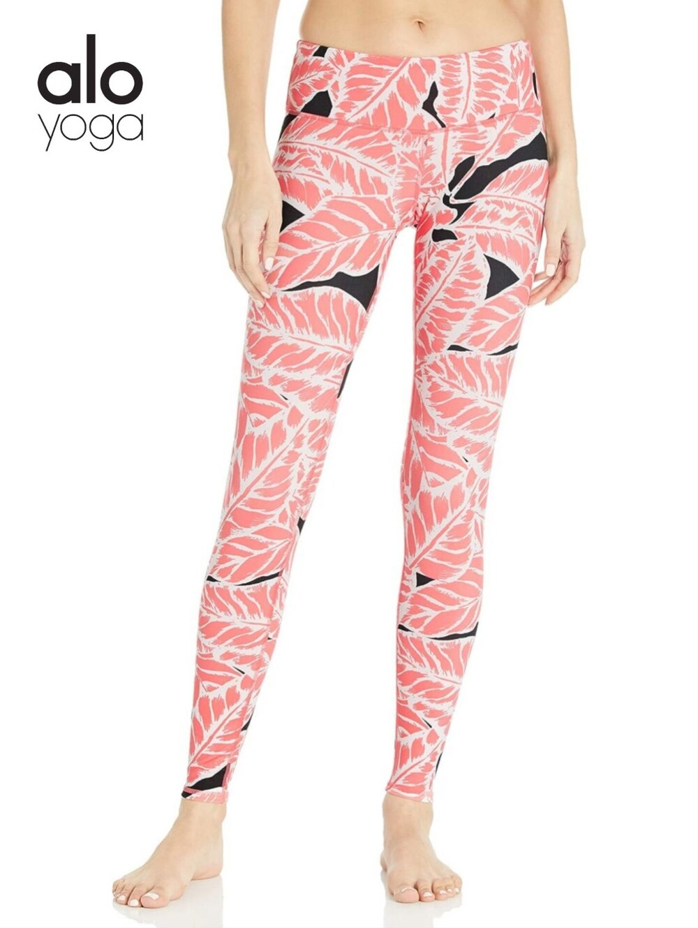 Sz S ALO Yoga Palm Springs Guava Leaf Airbrush Leggings - Coral and Black